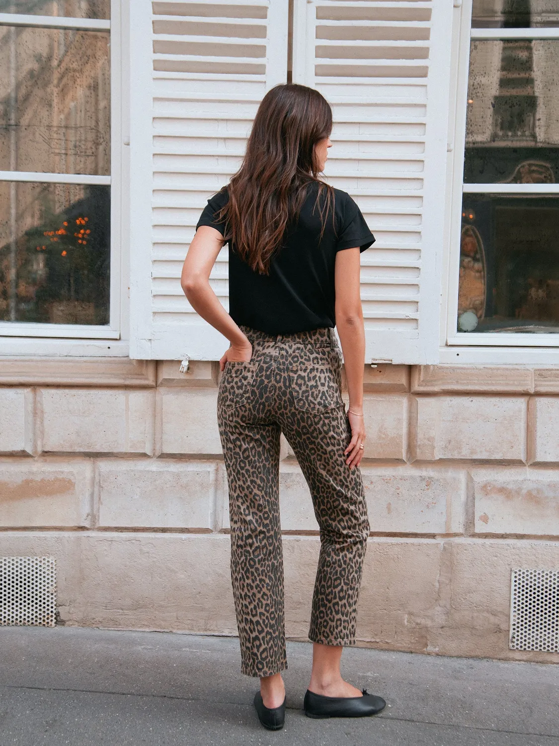 Oraije Solange jeans dritti leopardati cotone