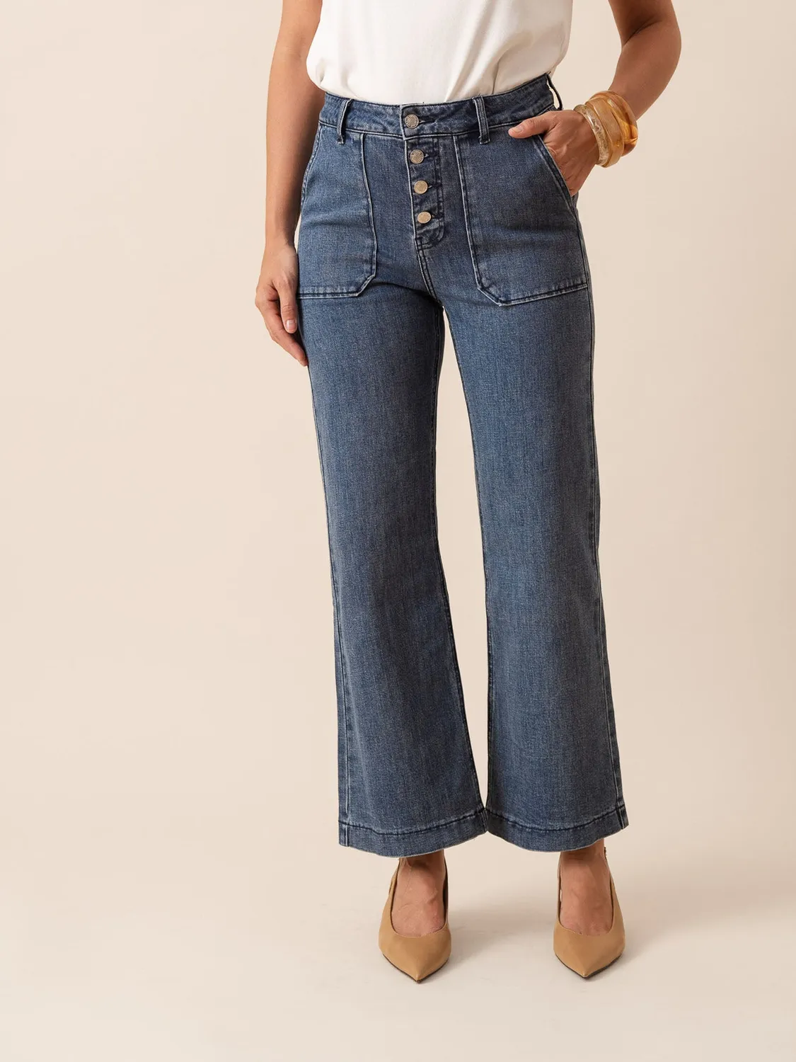 Oraije Paulinette jeans bootcut blu stone