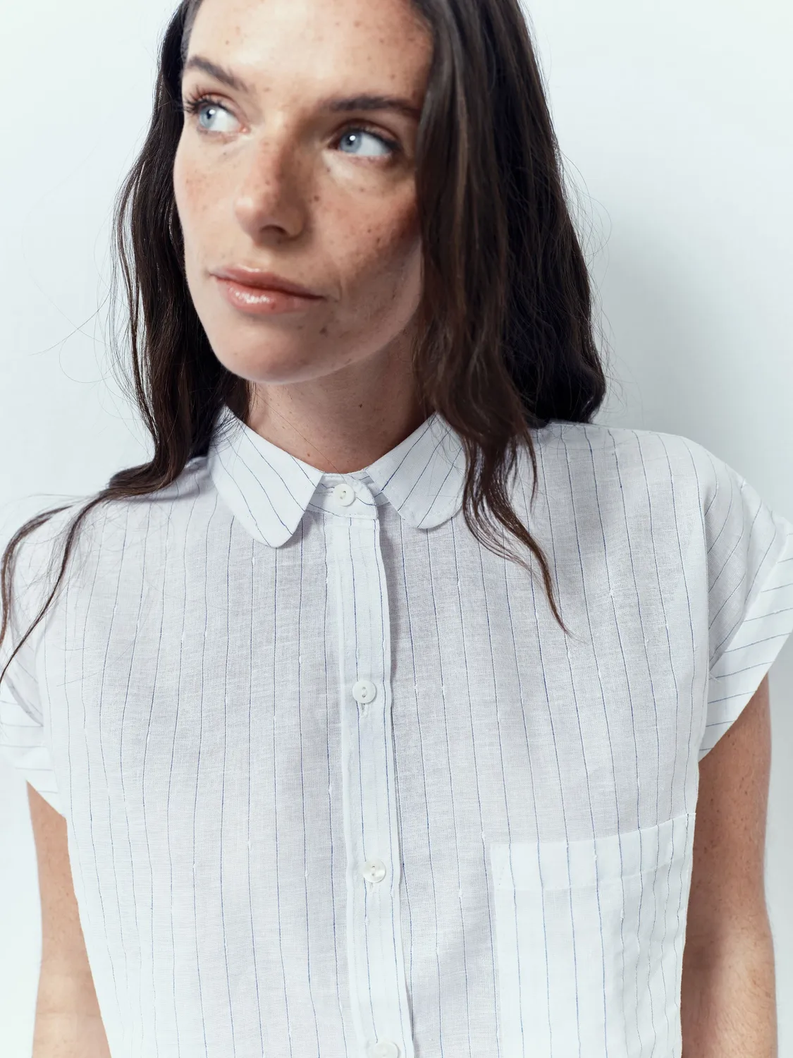 acquaverde Gaelle camicia tuscany white blue leggera