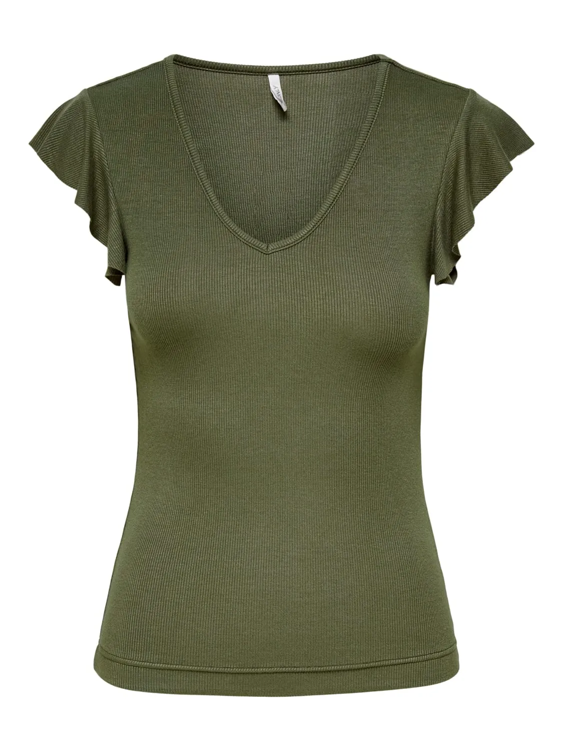 Only Onlmay Life top donna nero scollo V con volant
