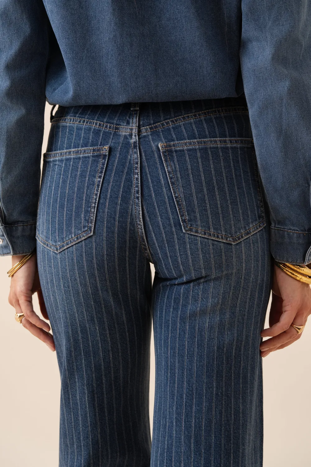Oraije Gabriel jeans wide rigato stone cotone