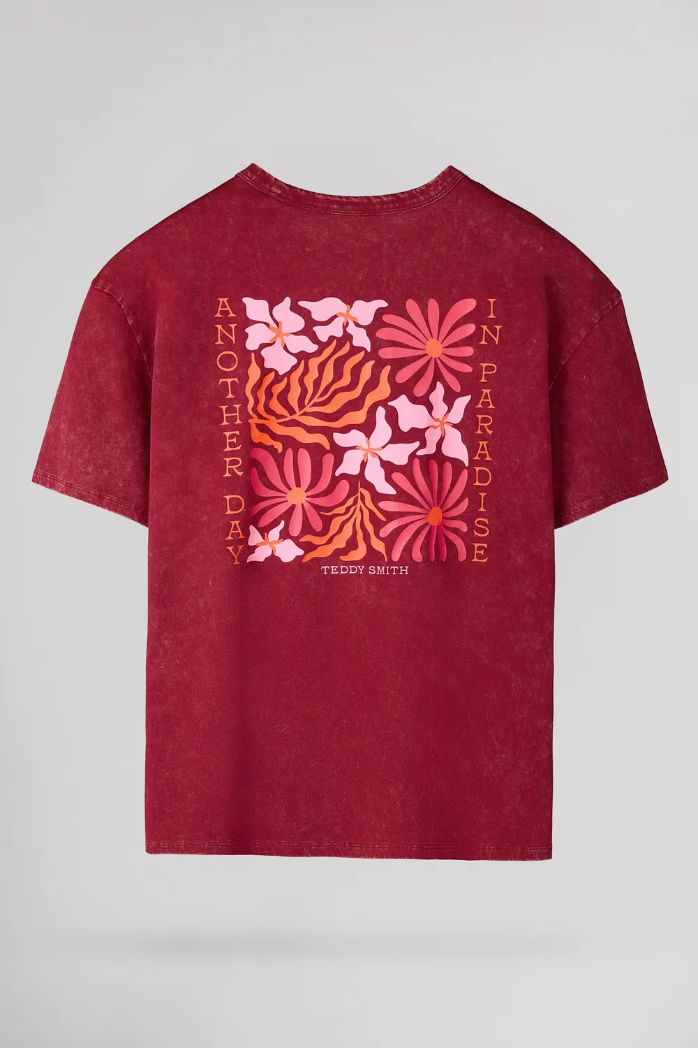 Teddy Smith T-Florali MC Grenat T-Shirt Donna Granata