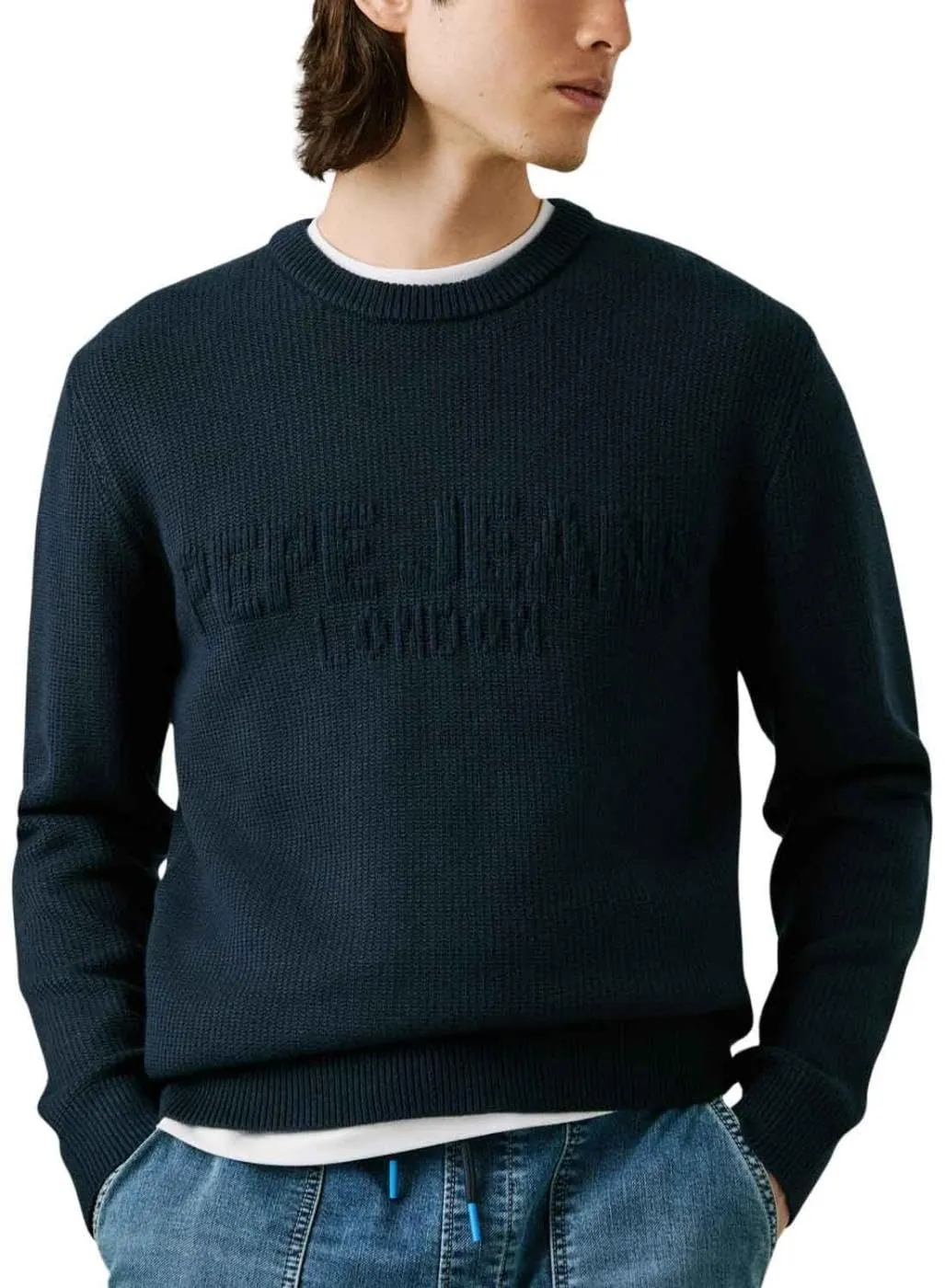 Pepe Jeans Phineas Maglione Uomo Girocollo Jacquard Tono su Tono