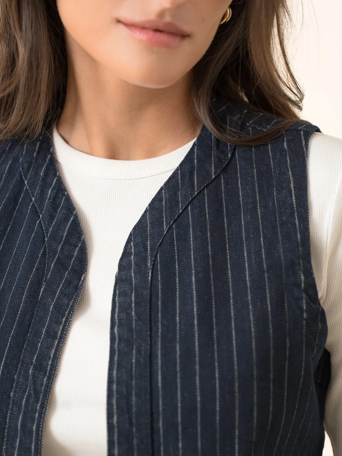 Oraije Elia giacca jeans rigata grezza