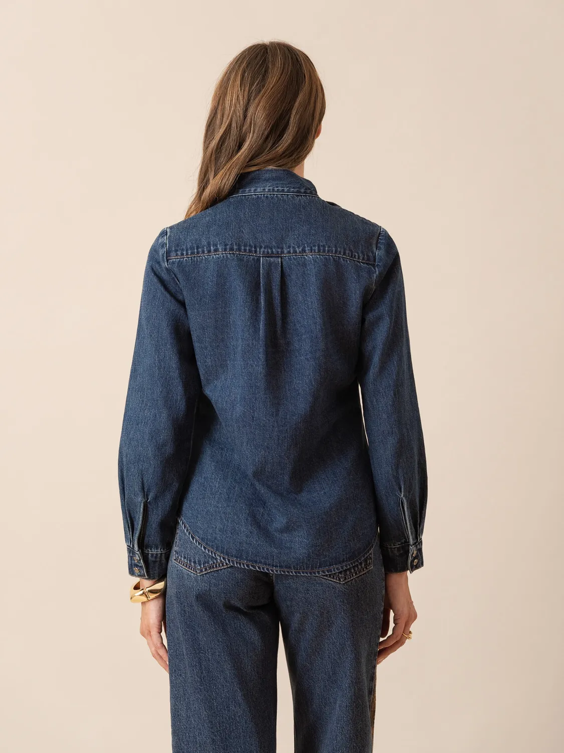 Oraije Clémence camicia blu scuro in cotone