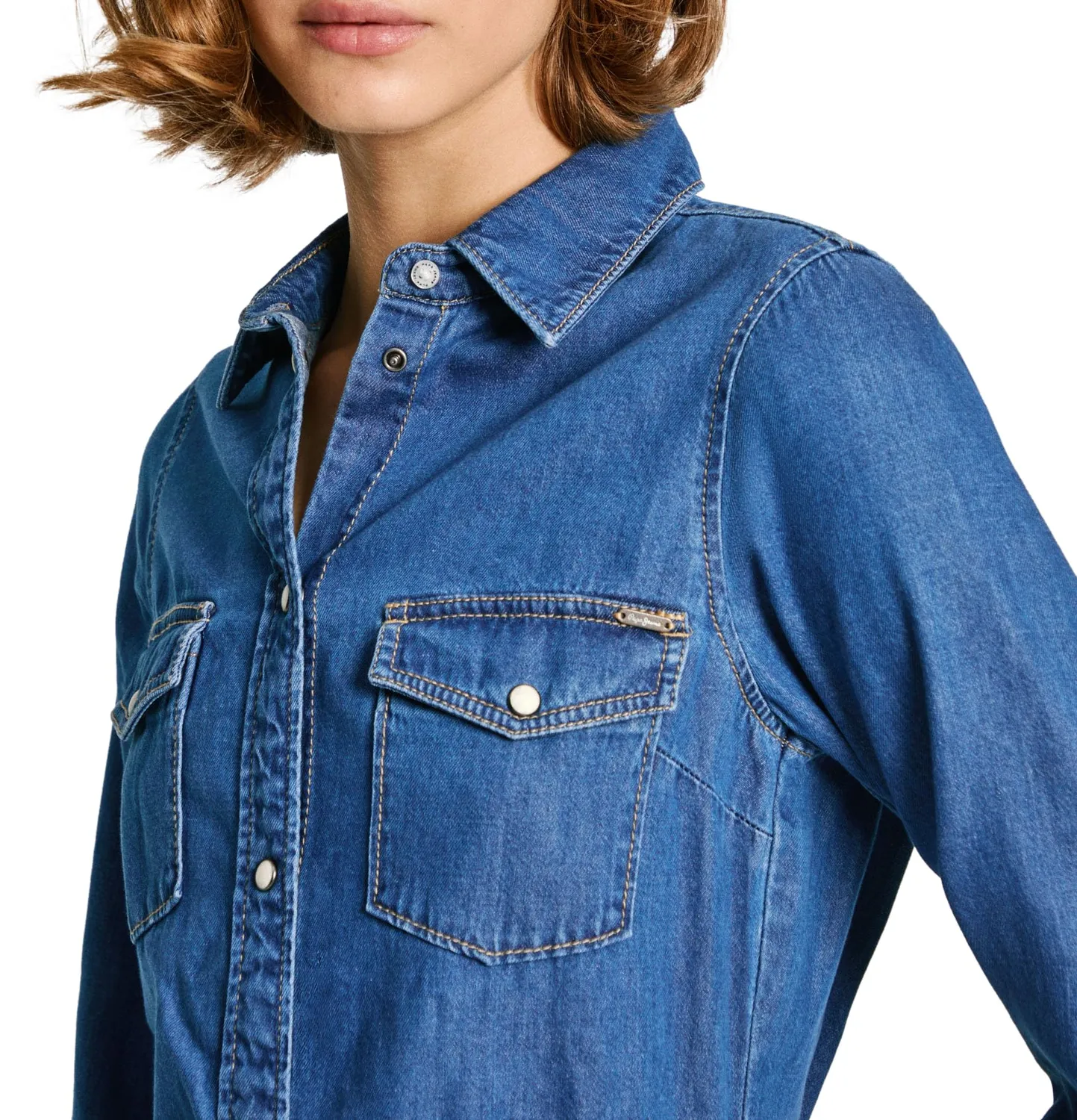 Pepe Jeans chemisier vestito donna denim indaco