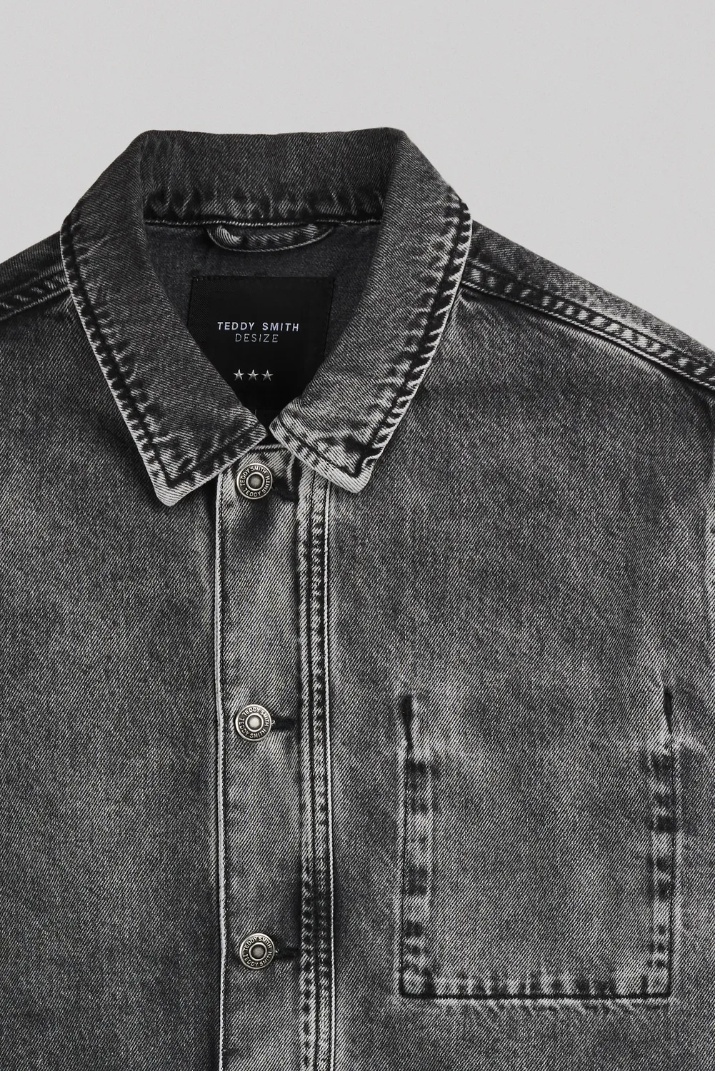 Teddy Smith V-Regent giacca denim uomo grey vintage