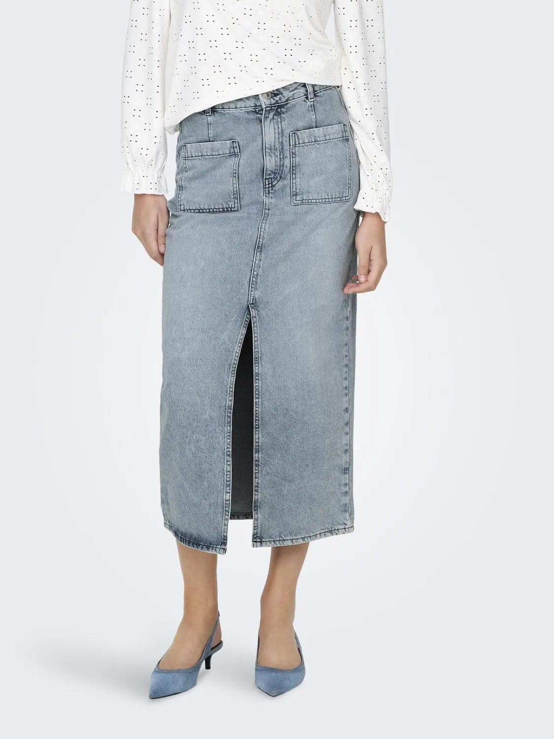 ONLY Onllilian gonna jeans S vita alta midi