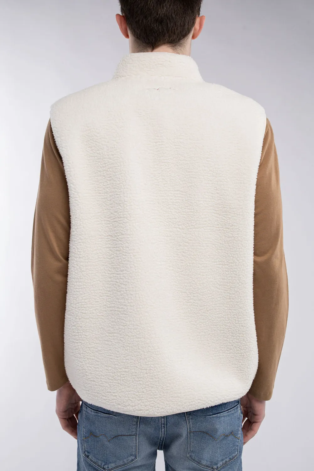 Teddy Smith B-Field gilet avorio uomo sherpa