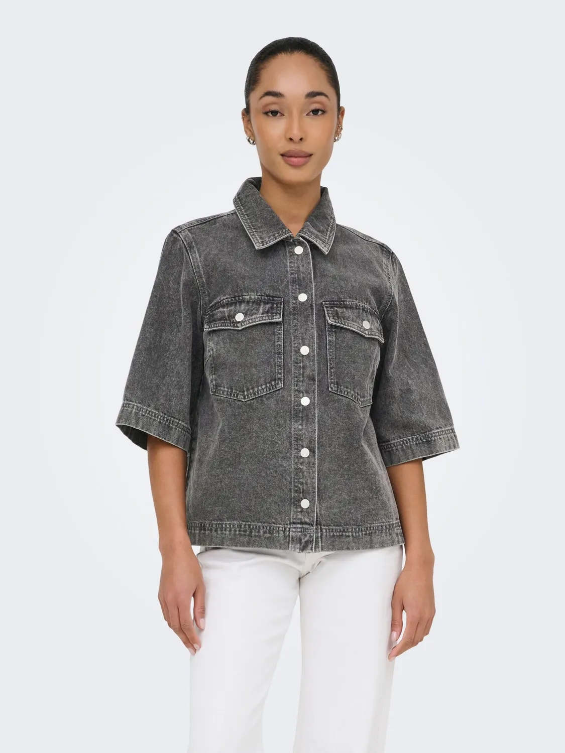 ONLY Onlbelle camicia jeans donna S denim scuro classica