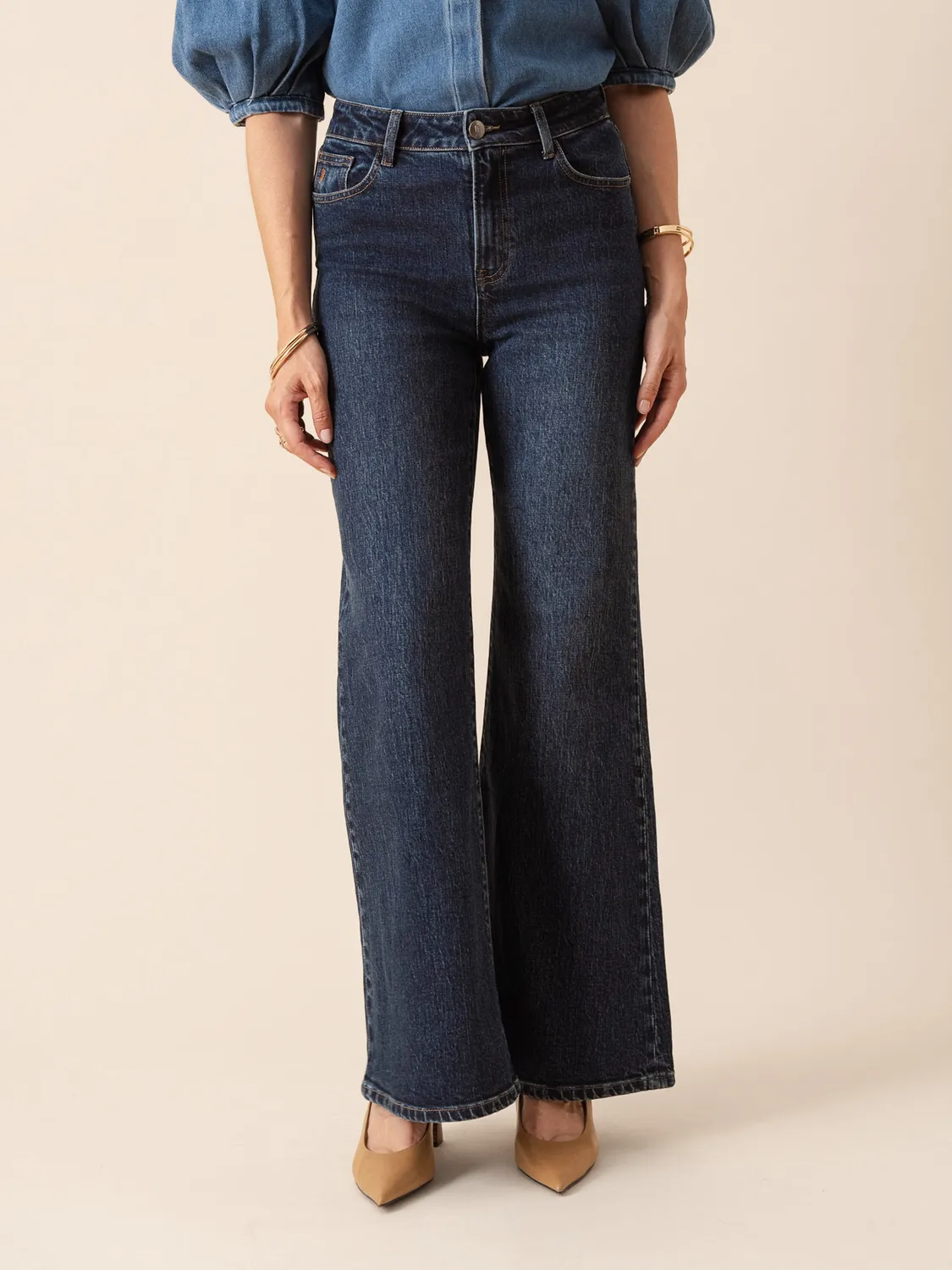 Oraije Flink jeans flare blu scuro alte donne