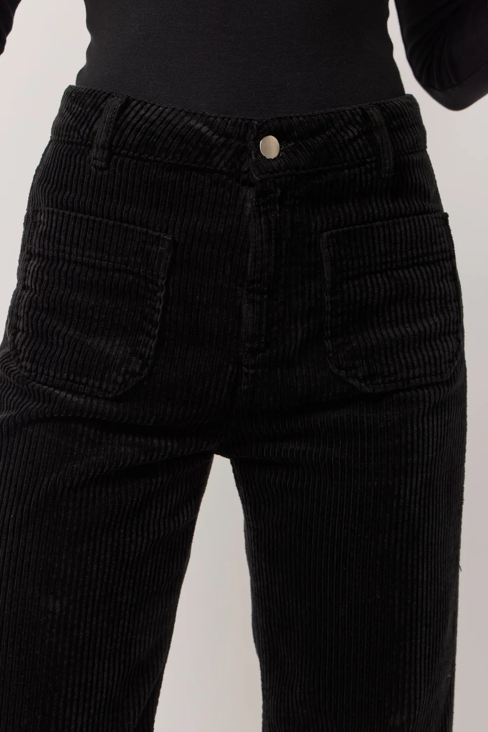 acquaverde Melvil pantaloni velluto neri flare