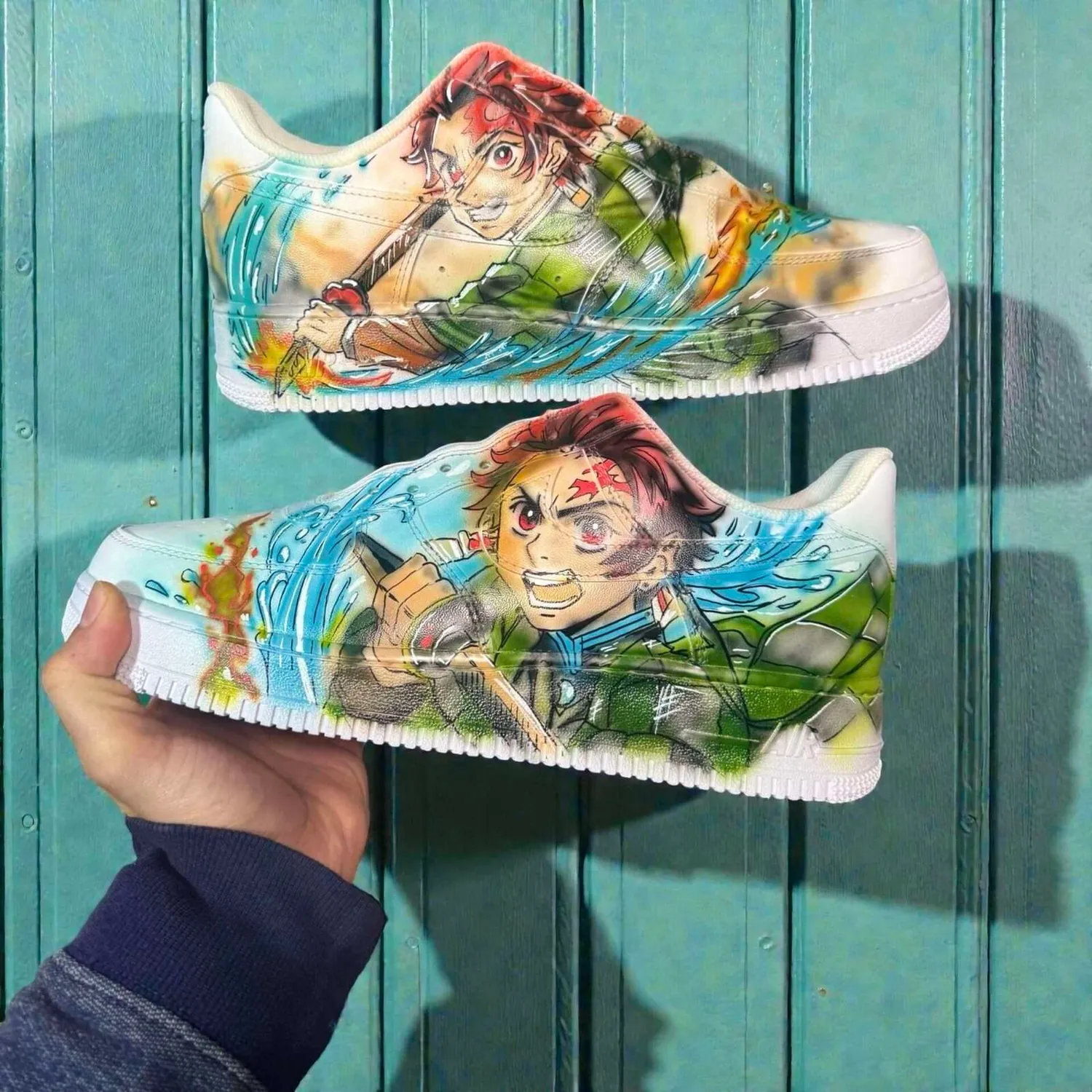 Never Say Never Air Force 1 Demon Slayer Sneakers Dipinte Mano