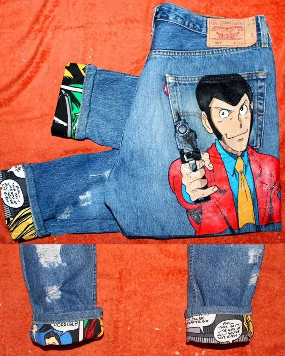 Levi’s Vintage Lupin Fumetti jeans dipinti a mano