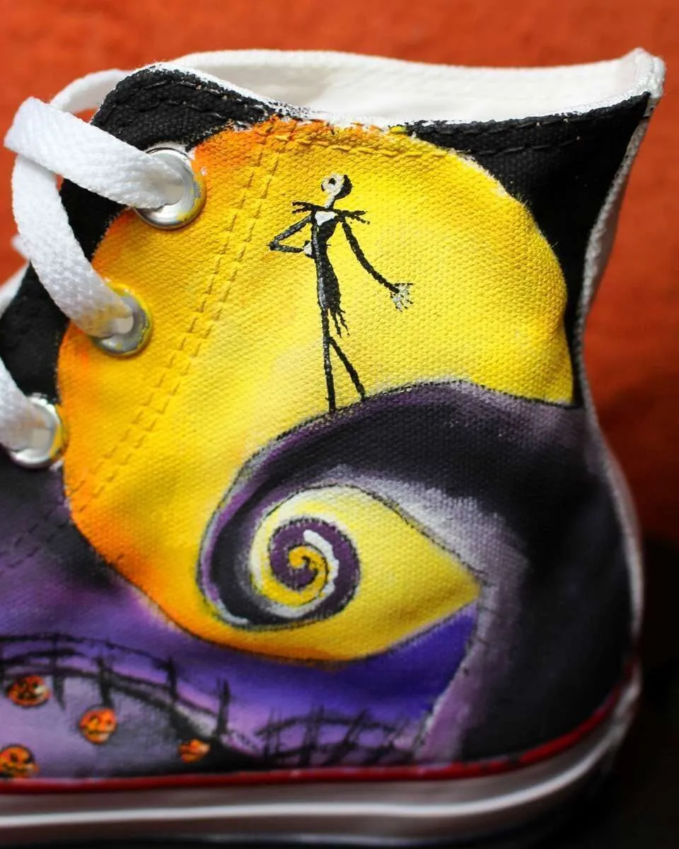 Never Say Never All Star Jack Skellington sneakers dipinte a mano