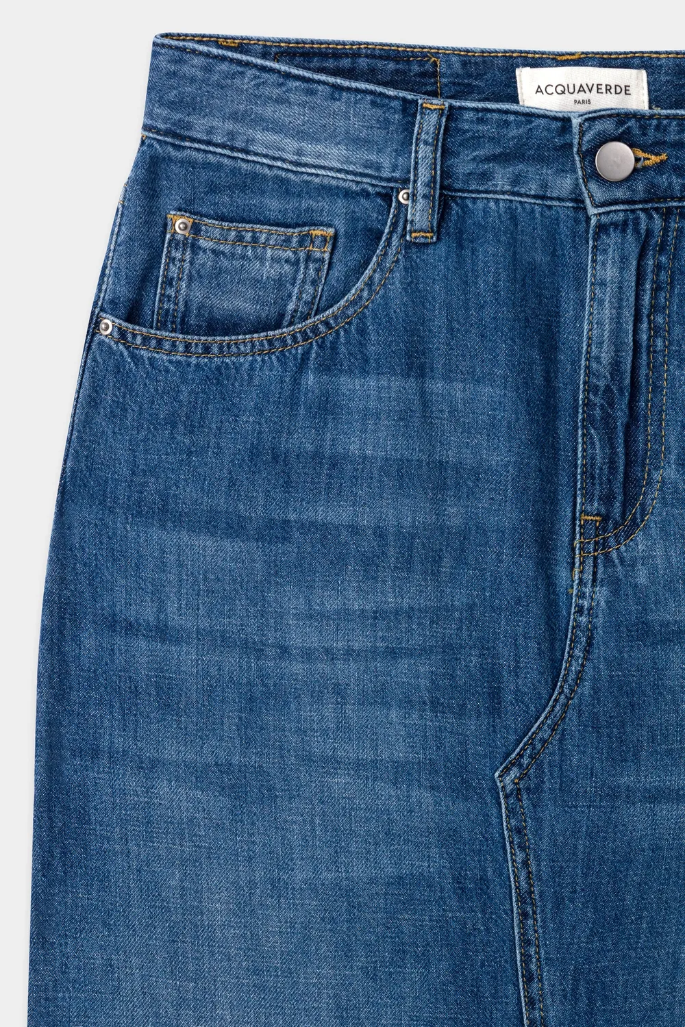 acquaverde Silva gonna in jeans Worn sfrangiata