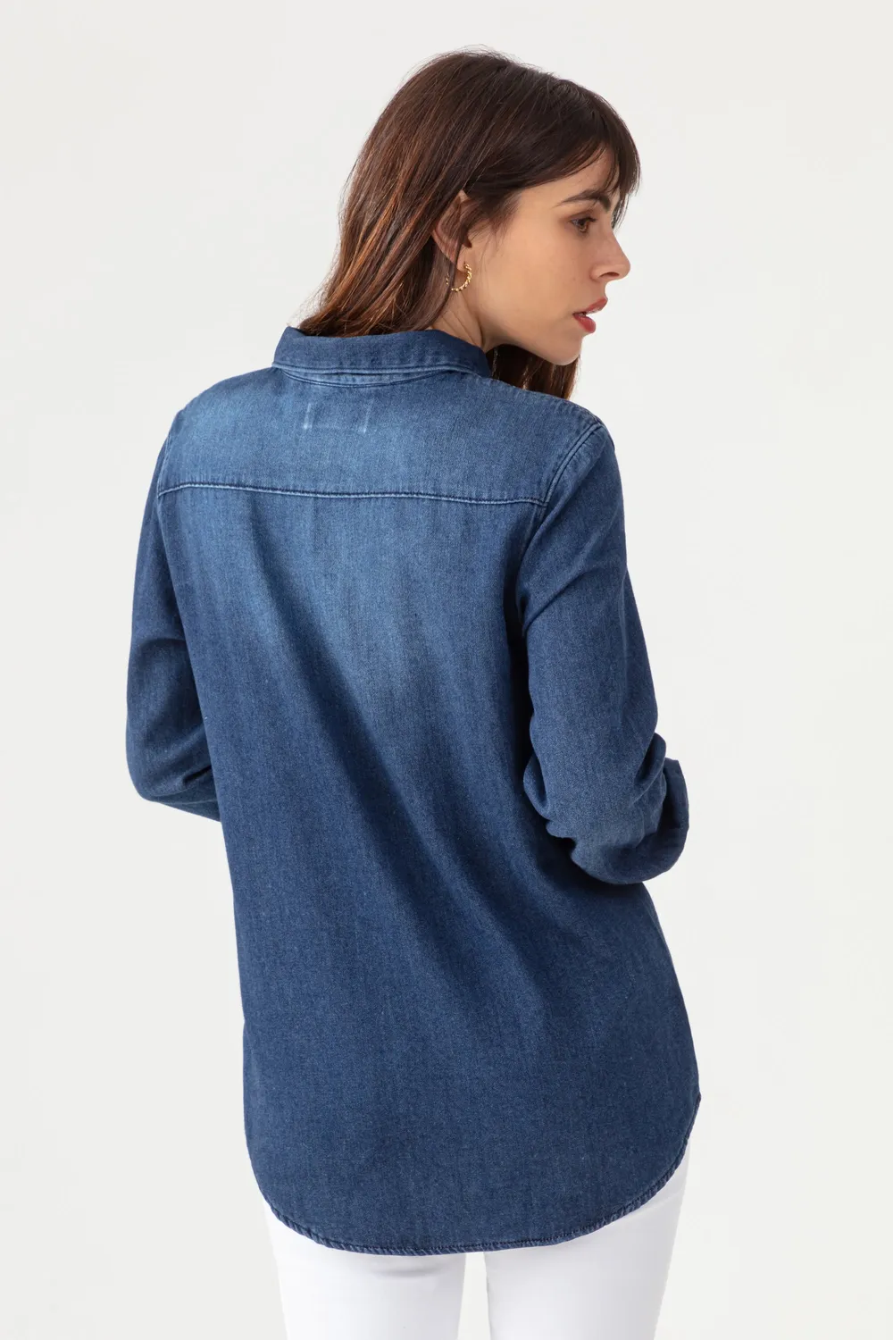 Acquaverde Clyde camicia jeans lavaggio chiaro bottoni