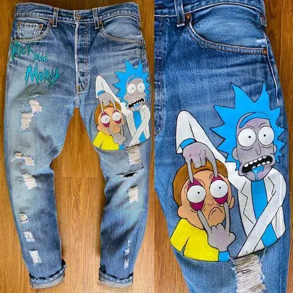 Levi's Vintage Rick and Morty jeans dipinti a mano