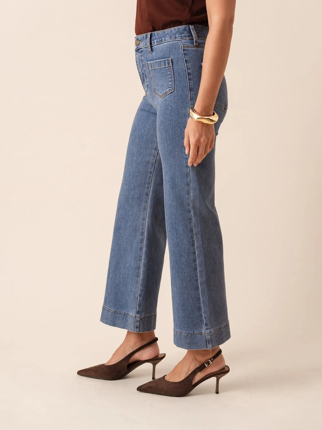 Oraije Gasparette jeans wide blu stone vita alta