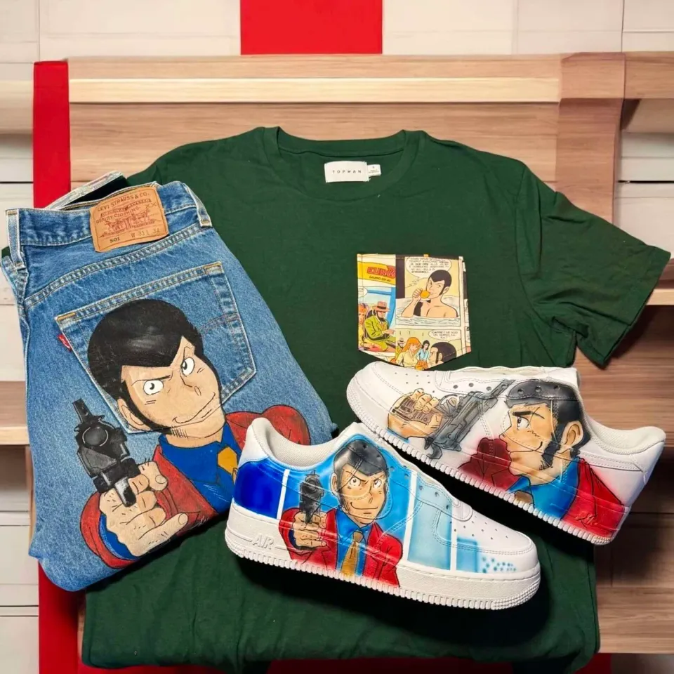 Nike Air Force 1 Lupin III sneakers dipinte a mano