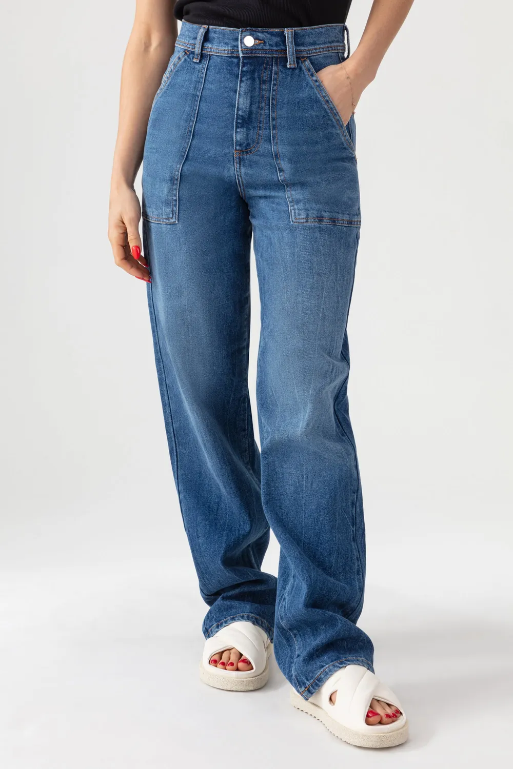 acquaverde Hope jeans baggy Crinkle Blue