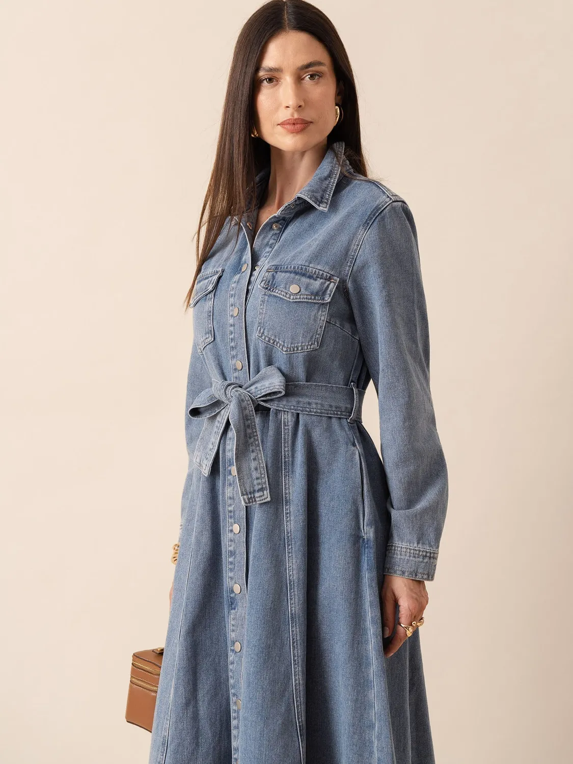 Oraije Rosalie vestito denim midi blu