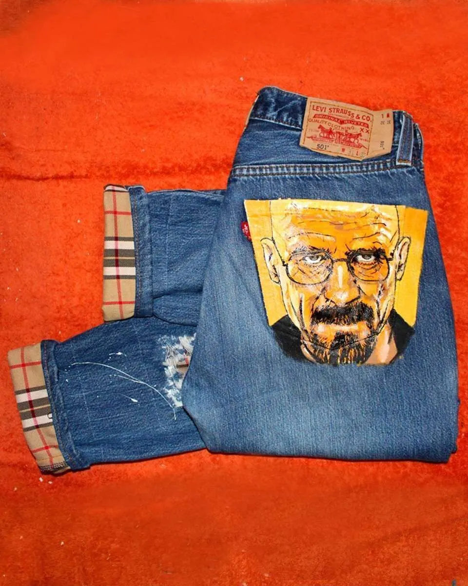 Levi's Vintage Heisenberg jeans dipinti a mano misura