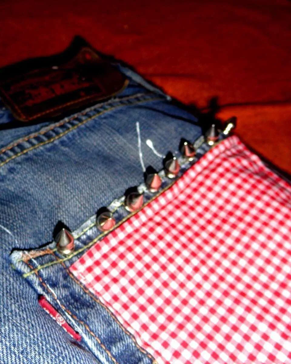 Never Say Never Levi's Vintage Teschio DJ Quadretti Jeans Custom