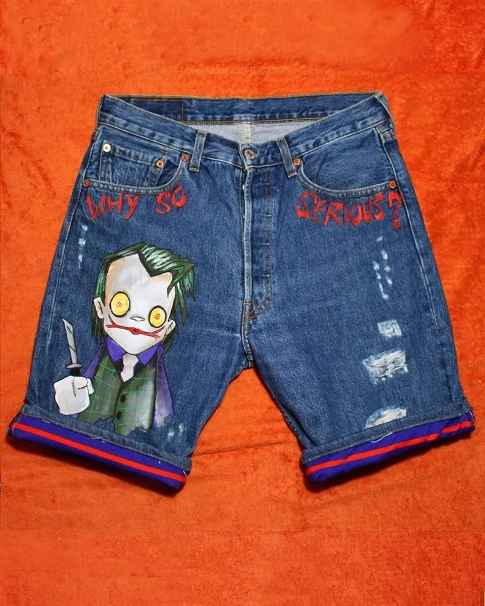 Never Say Never Bermuda Levi's Vintage Joker short jeans dipinto a mano