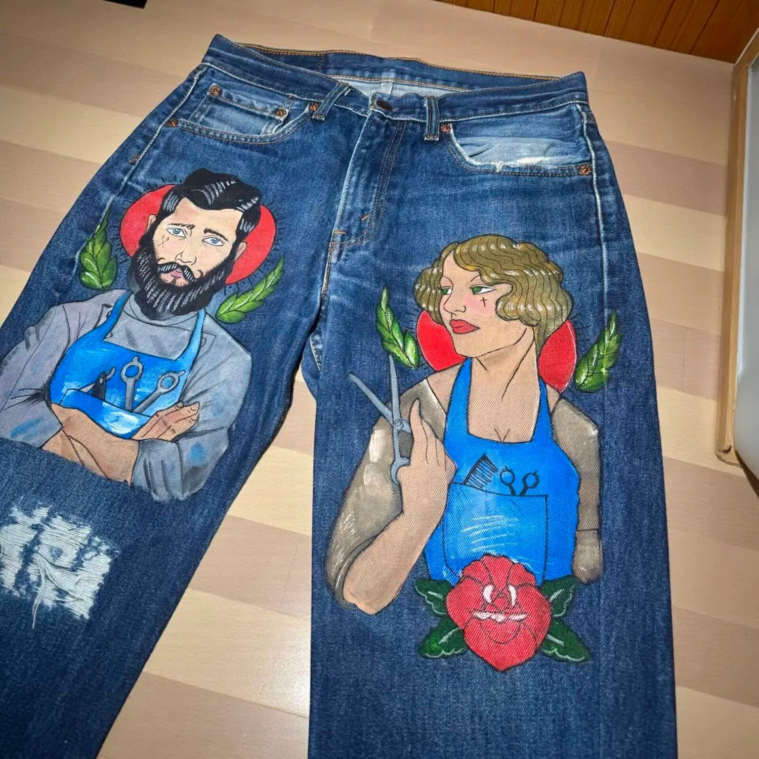 Levi’s Vintage Barber Dark jeans dipinti a mano neri