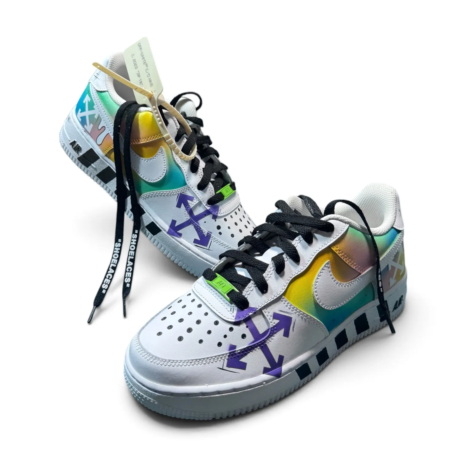Never Say Never Air Force 1 Off White sneakers concept dipinte mano