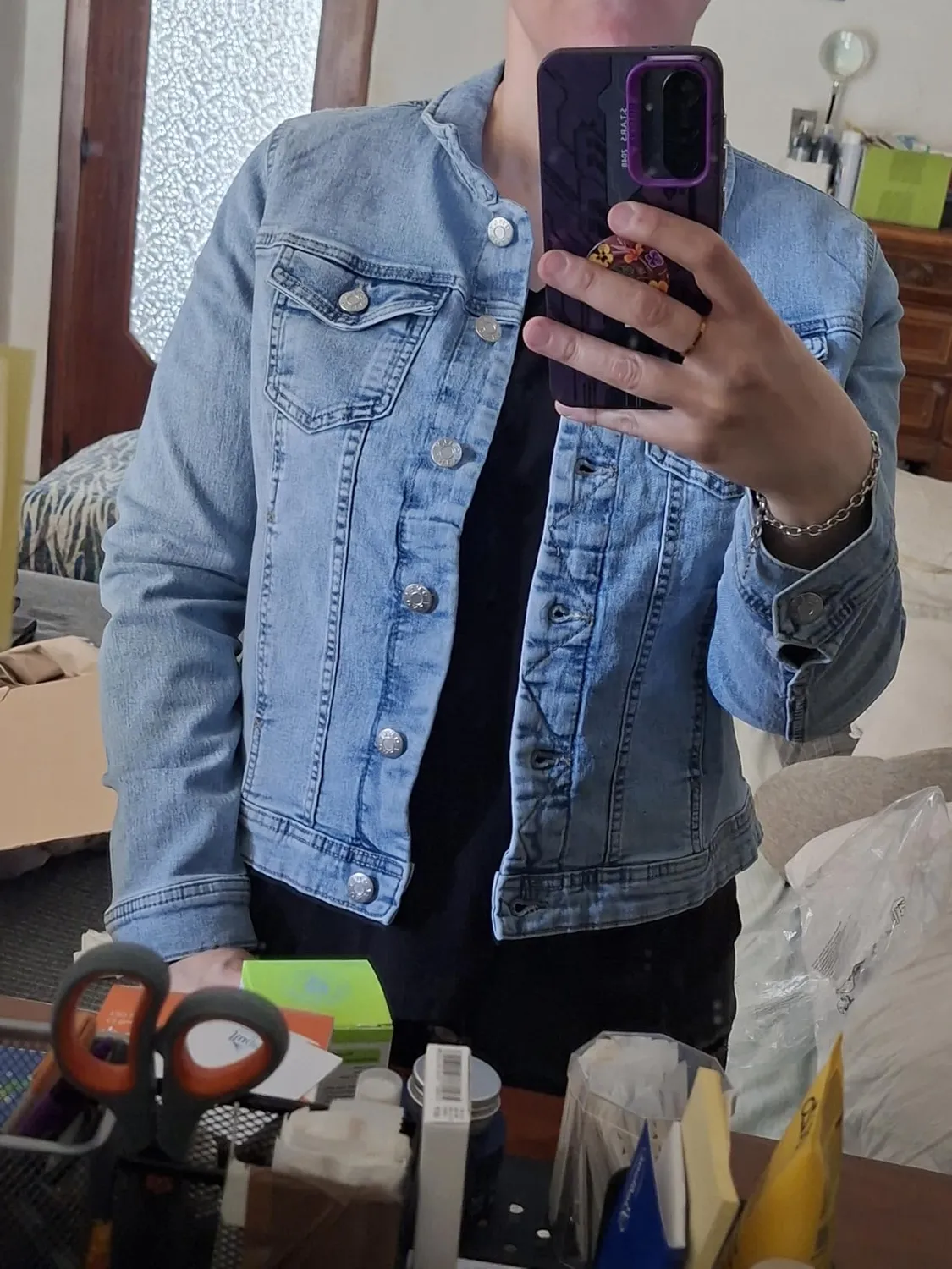 ONLY Onlwonder giacca jeans donna nera delavé