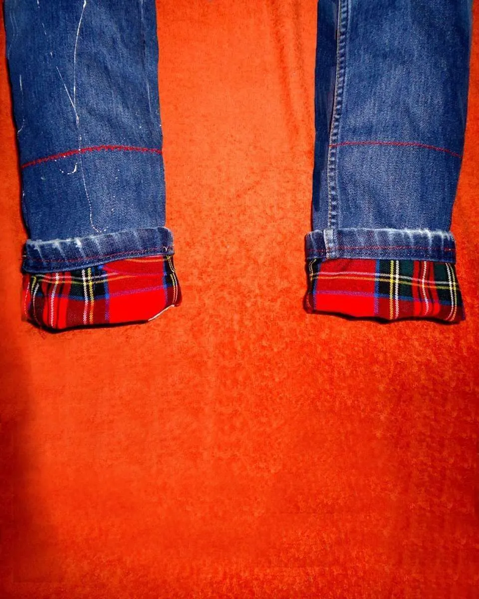 Never Say Never Levi's Vintage Scozzese Rosso jeans tessuto