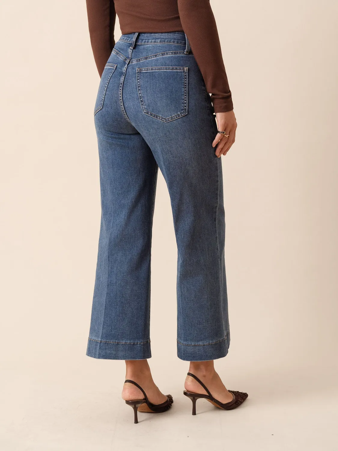 Oraije Windy jeans wide blu scuro petite
