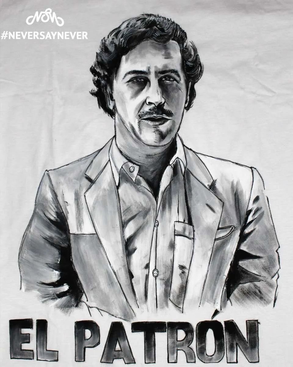 Never Say Never Pablo Escobar T-Shirt Dipinta Mano