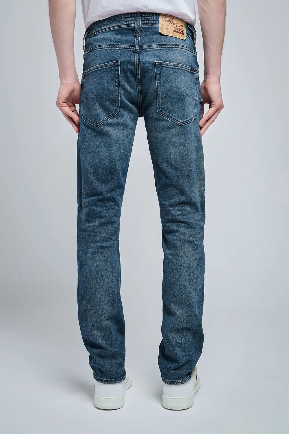 Teddy Smith Reg L32 Blue Black jeans uomo dritto stretch