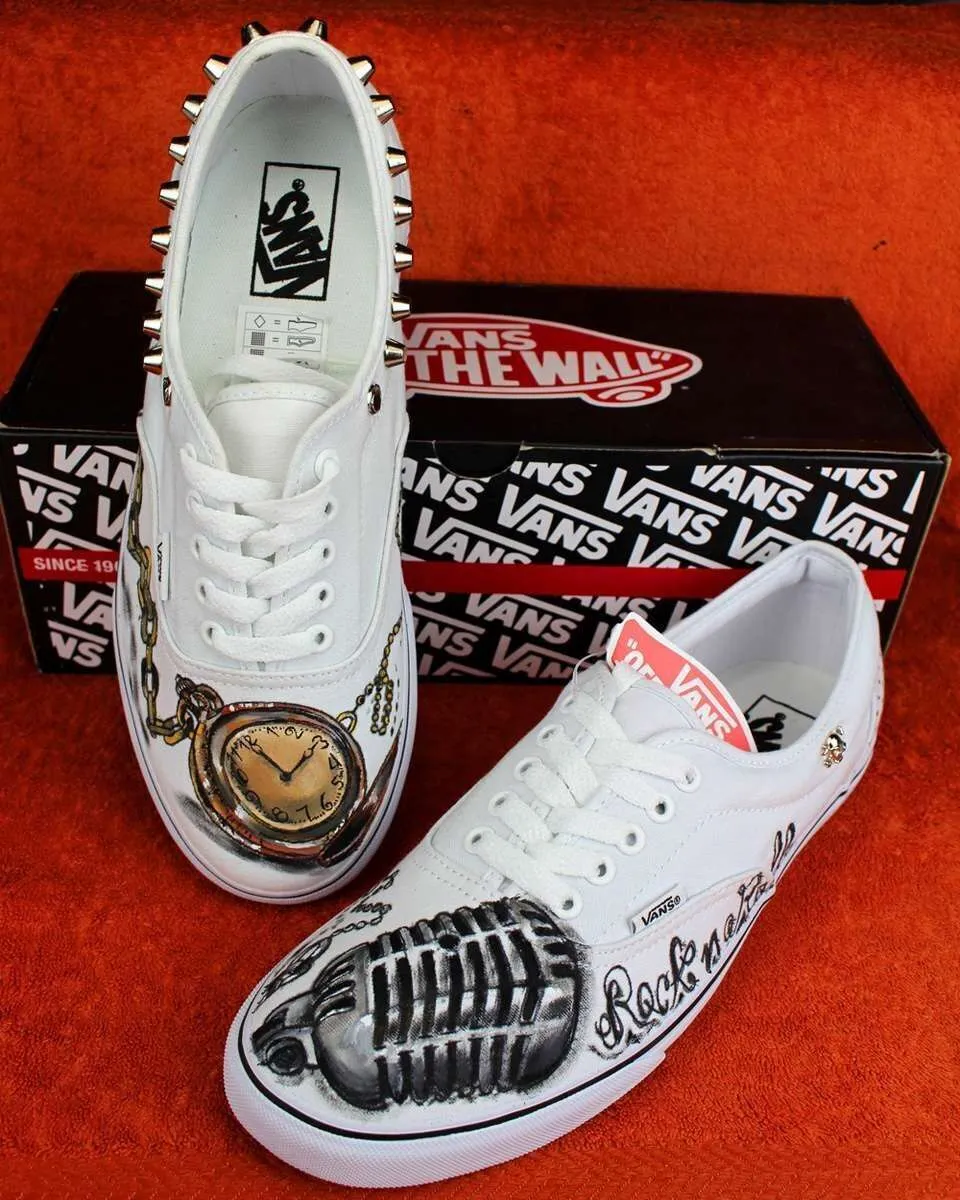 Vans Slip-On Clock and Rock scarpe dipinte a mano