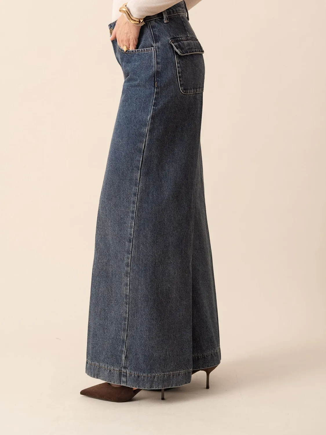 Oraije Pepino jeans palazzo blu scuro vita alta