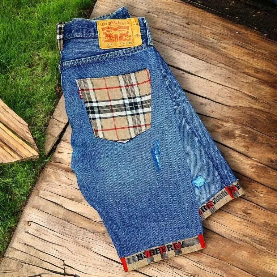 Never Say Never Levi's Vintage Bermuda Burberry Striscia denim