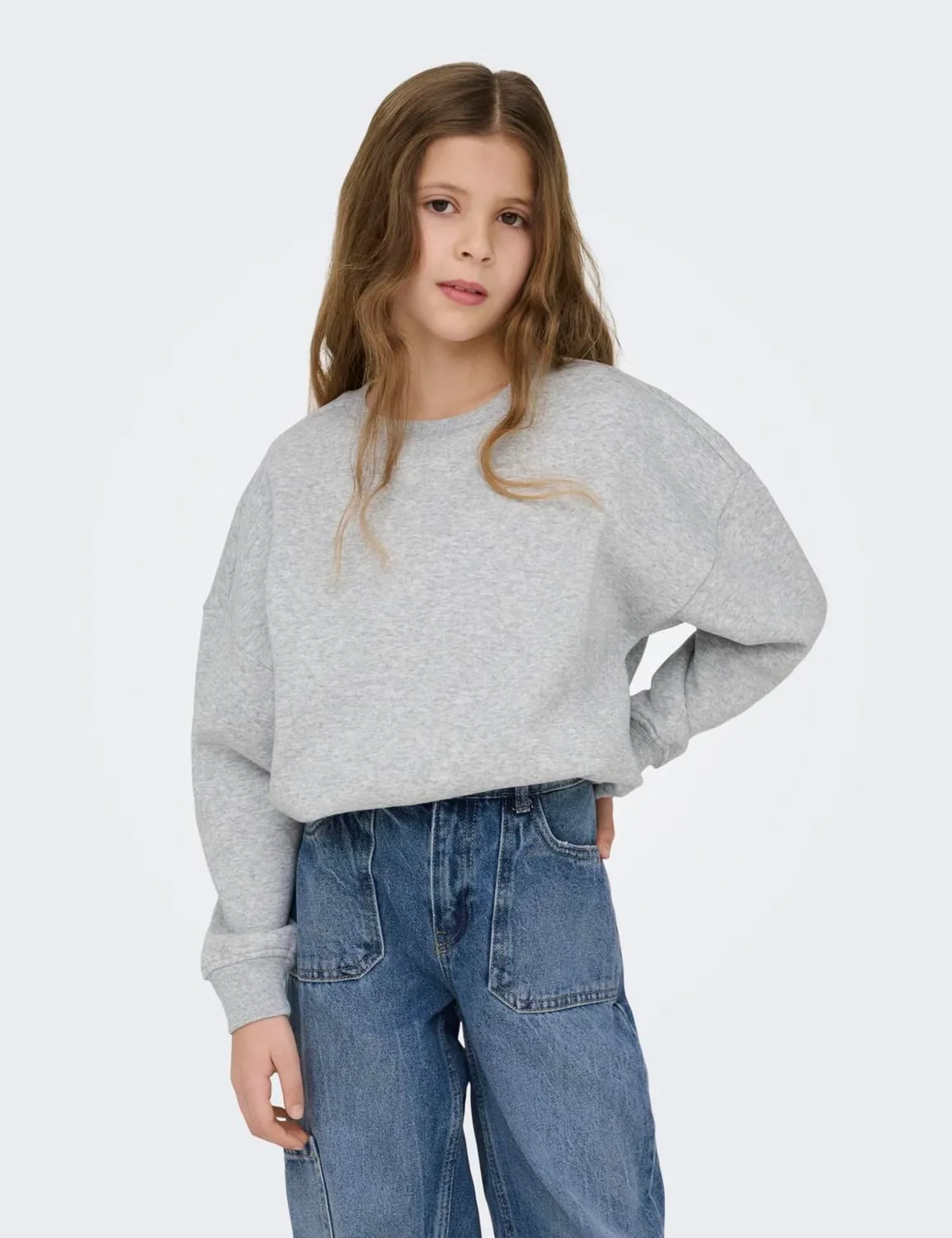 ONLY felpa donna grigio melange chiaro 122-128