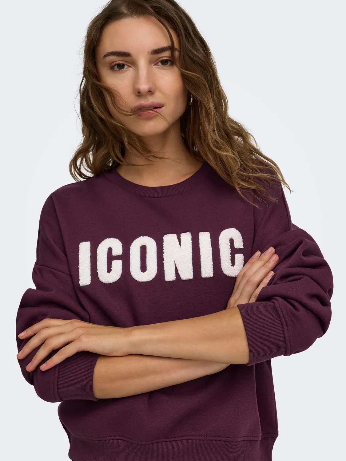 ONLY Onlsweat felpa donna girocollo tinta unita