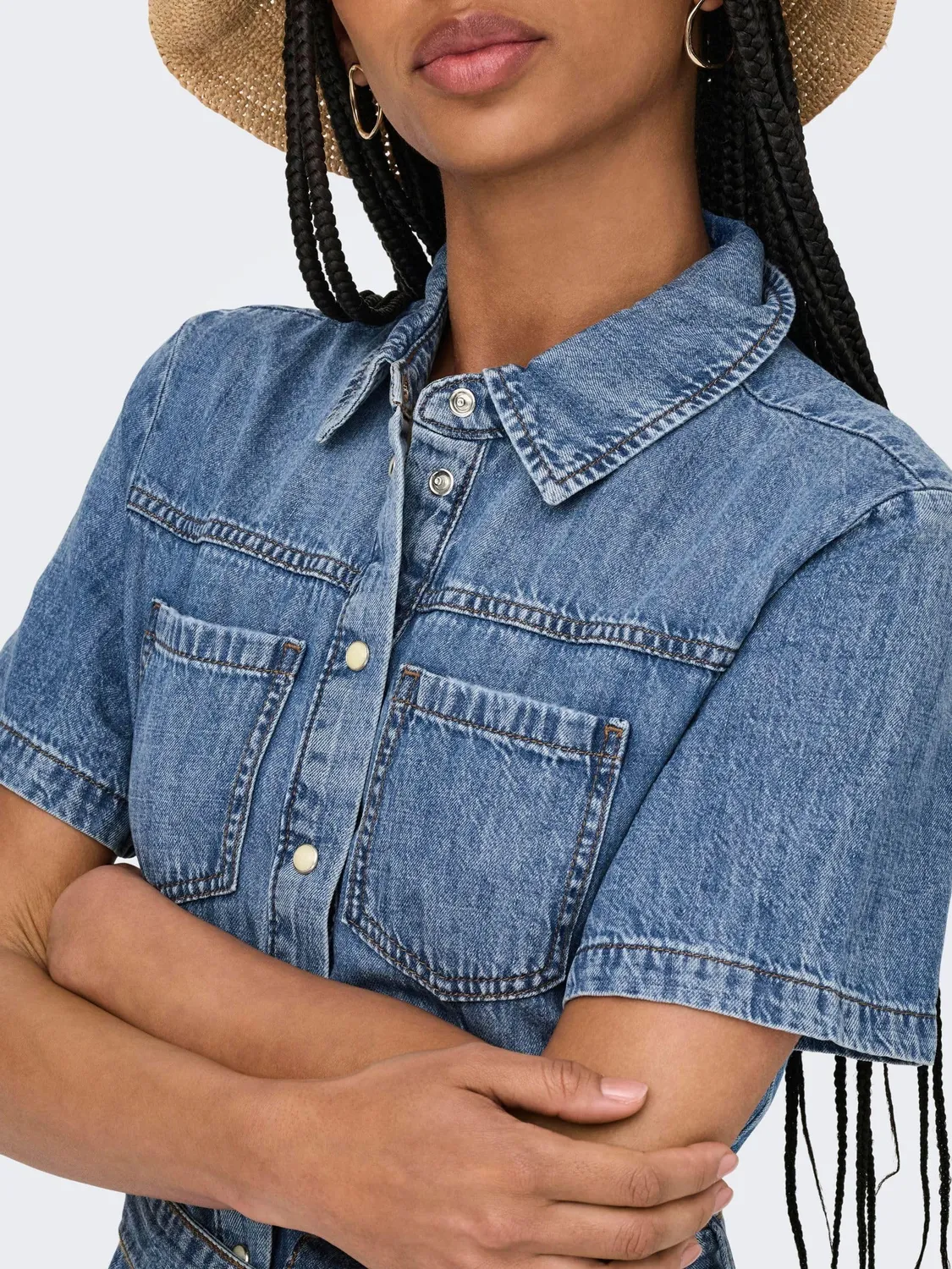 ONLY Onlaliyah Long abito denim camicia taglia S cintura