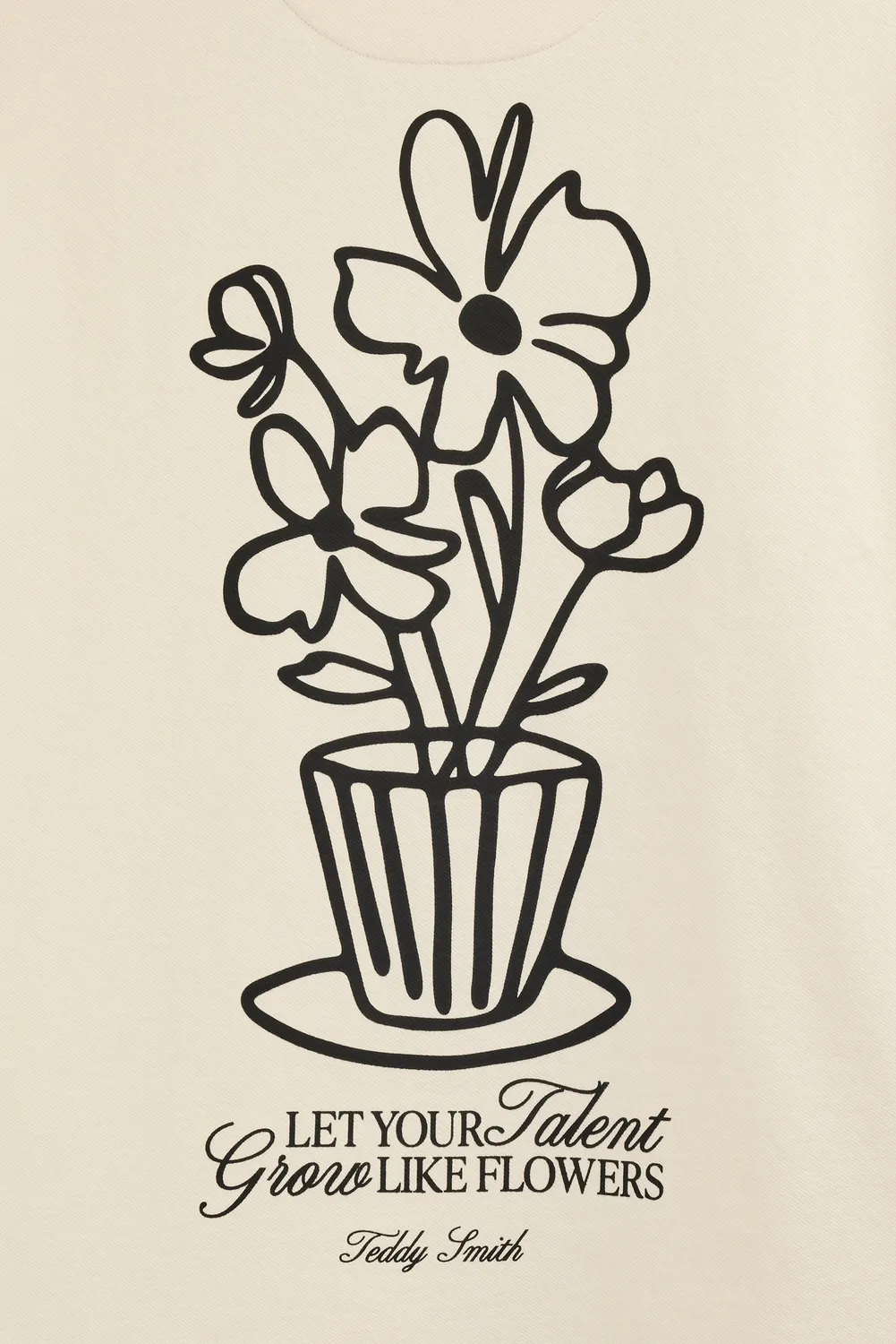 Teddy Smith T-Flowers MC Naturel T-Shirt Uomo Ecru Cotone