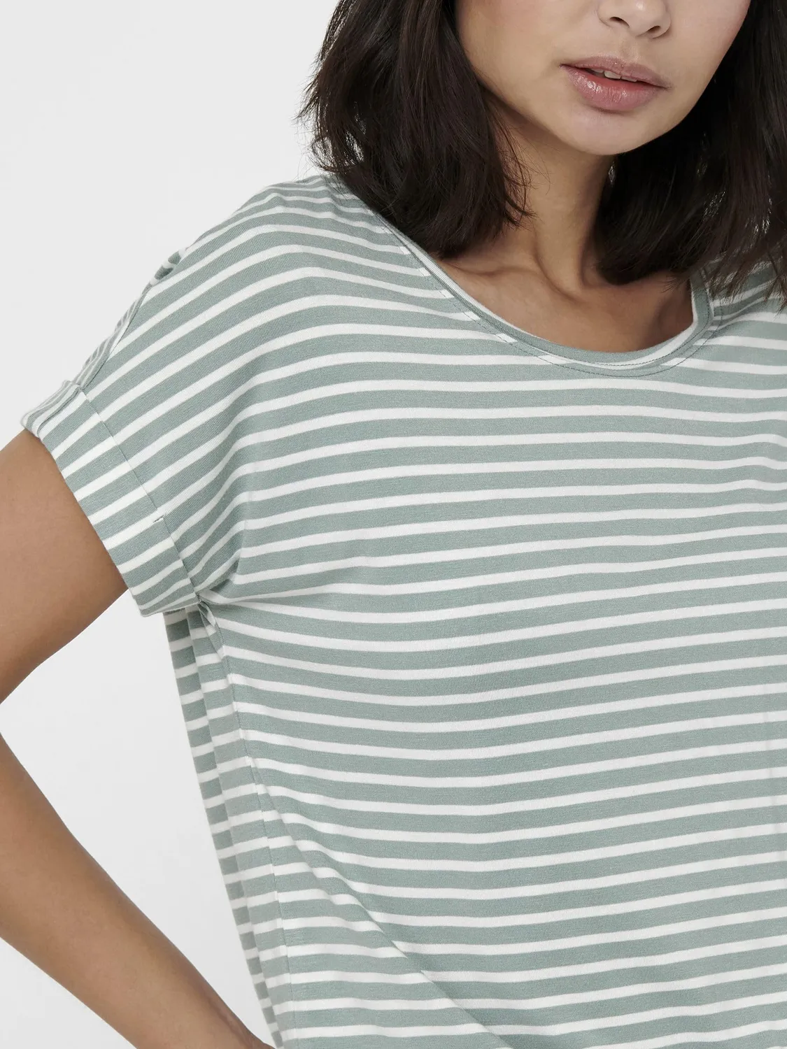 ONLY Solo maglia righe manica corta scollo rotondo Cloud Dancer
