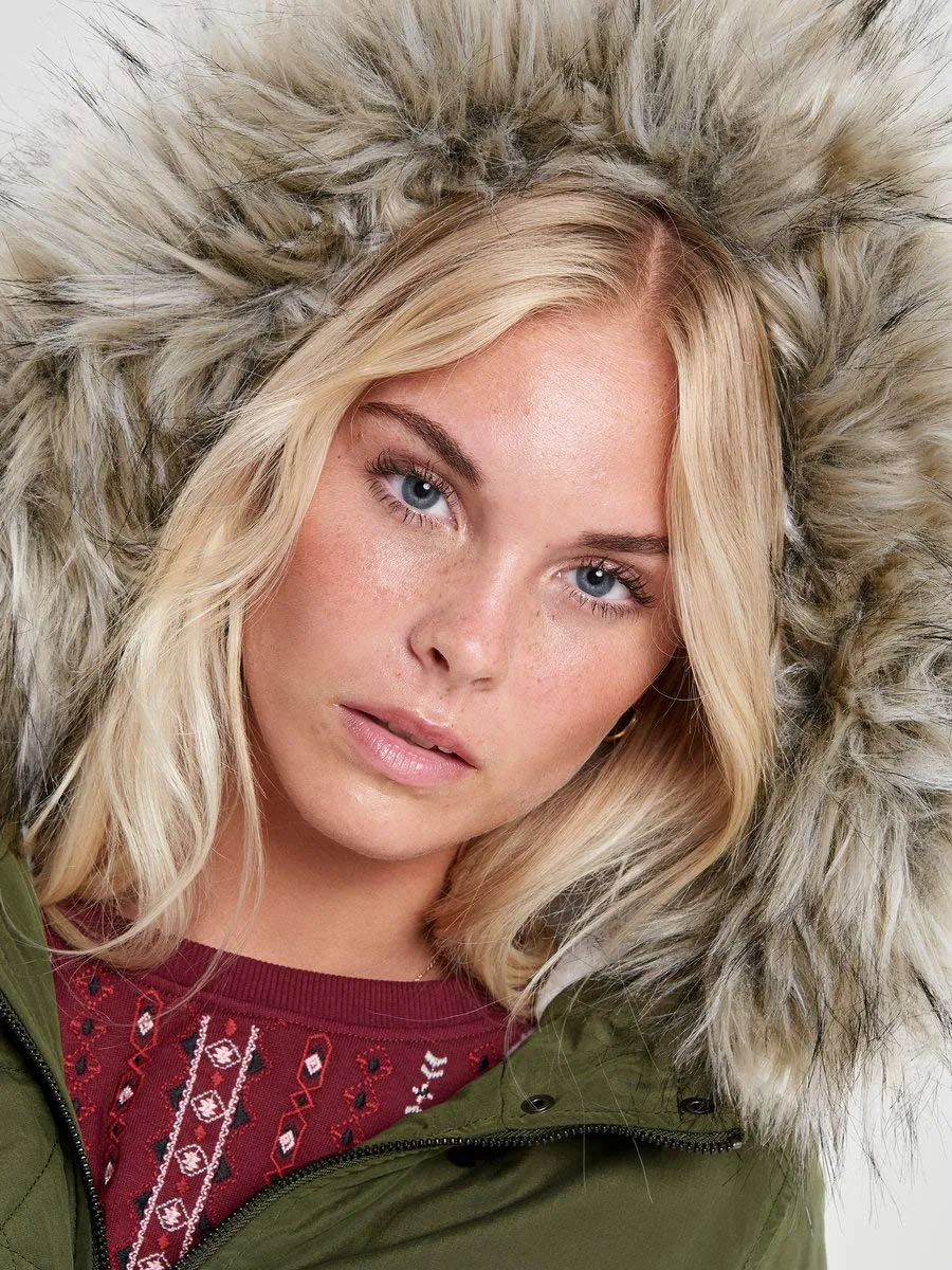 ONLY Onlpeyton AW Short Fur giacca donna XS verde tarmac teddy