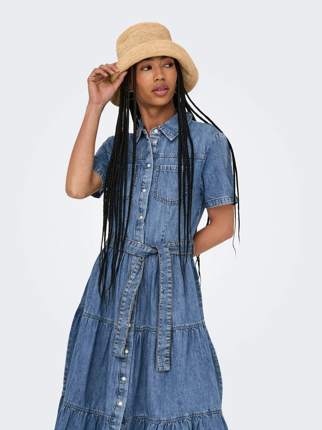 ONLY Onlaliyah Long abito denim camicia taglia S cintura