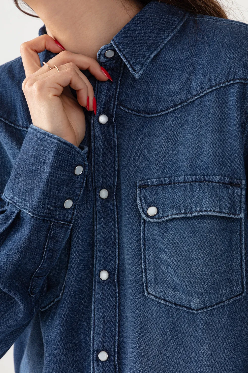 Acquaverde Clyde camicia jeans lavaggio chiaro bottoni