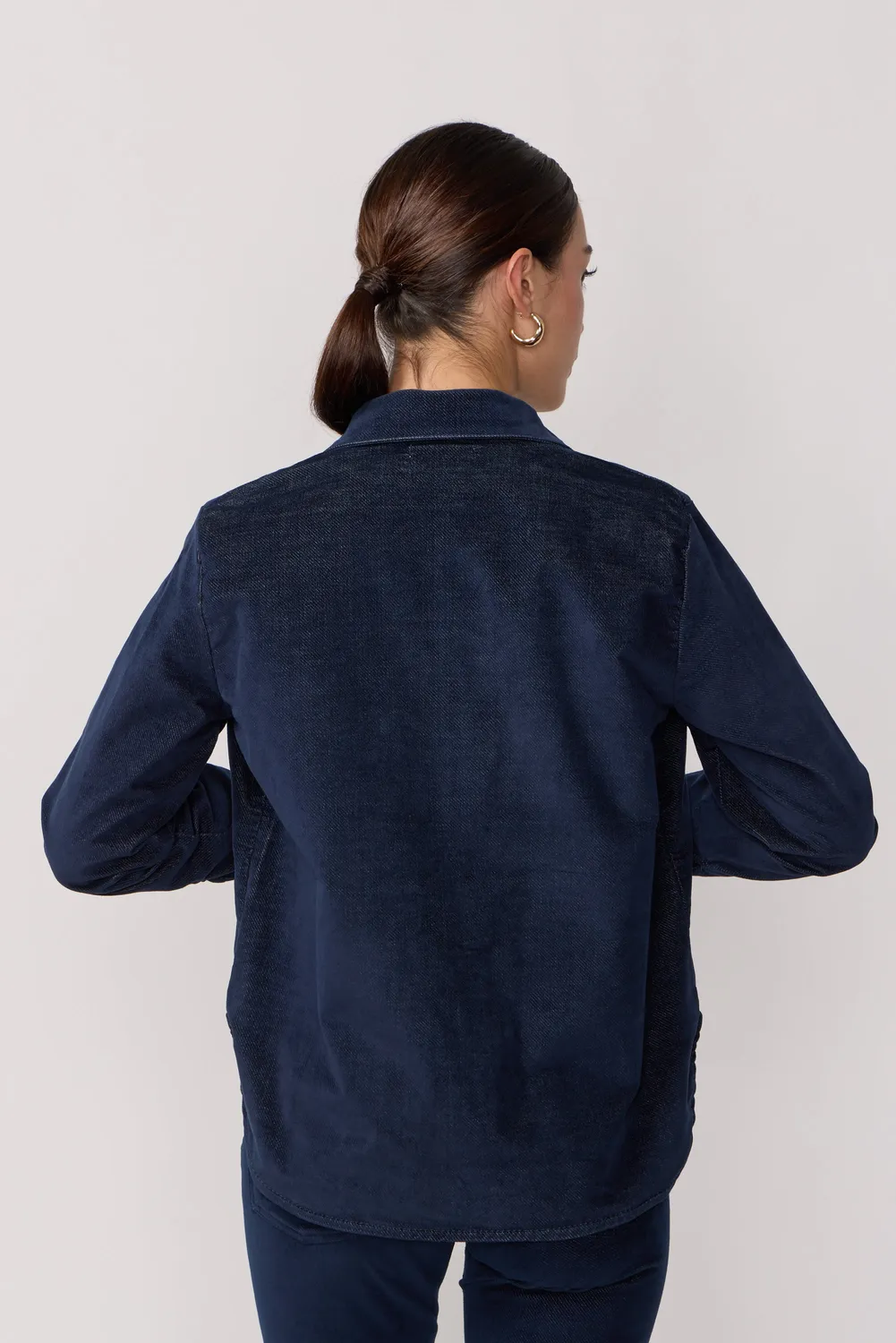 Acquaverde Topaze Camicia Velluto Indigo Ampia