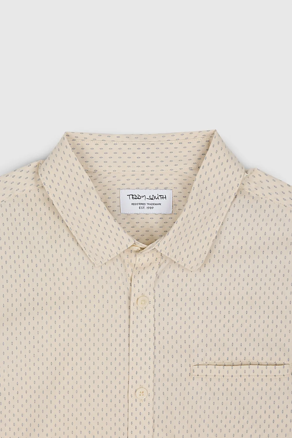Teddy Smith Cut camicia uomo slim maniche corte crema