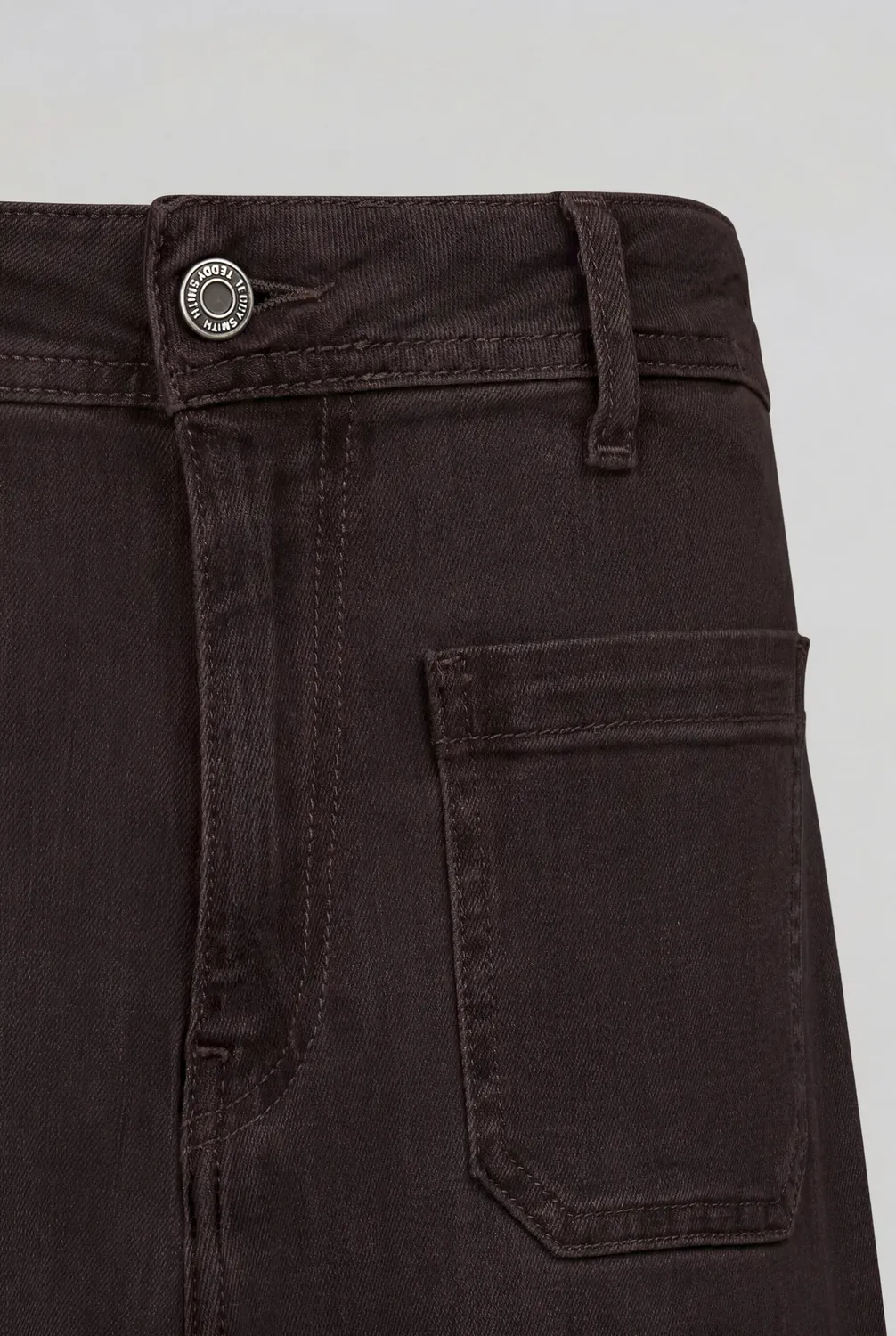 Teddy Smith P-Josefa jeans donna marrone scuro flare vita alta